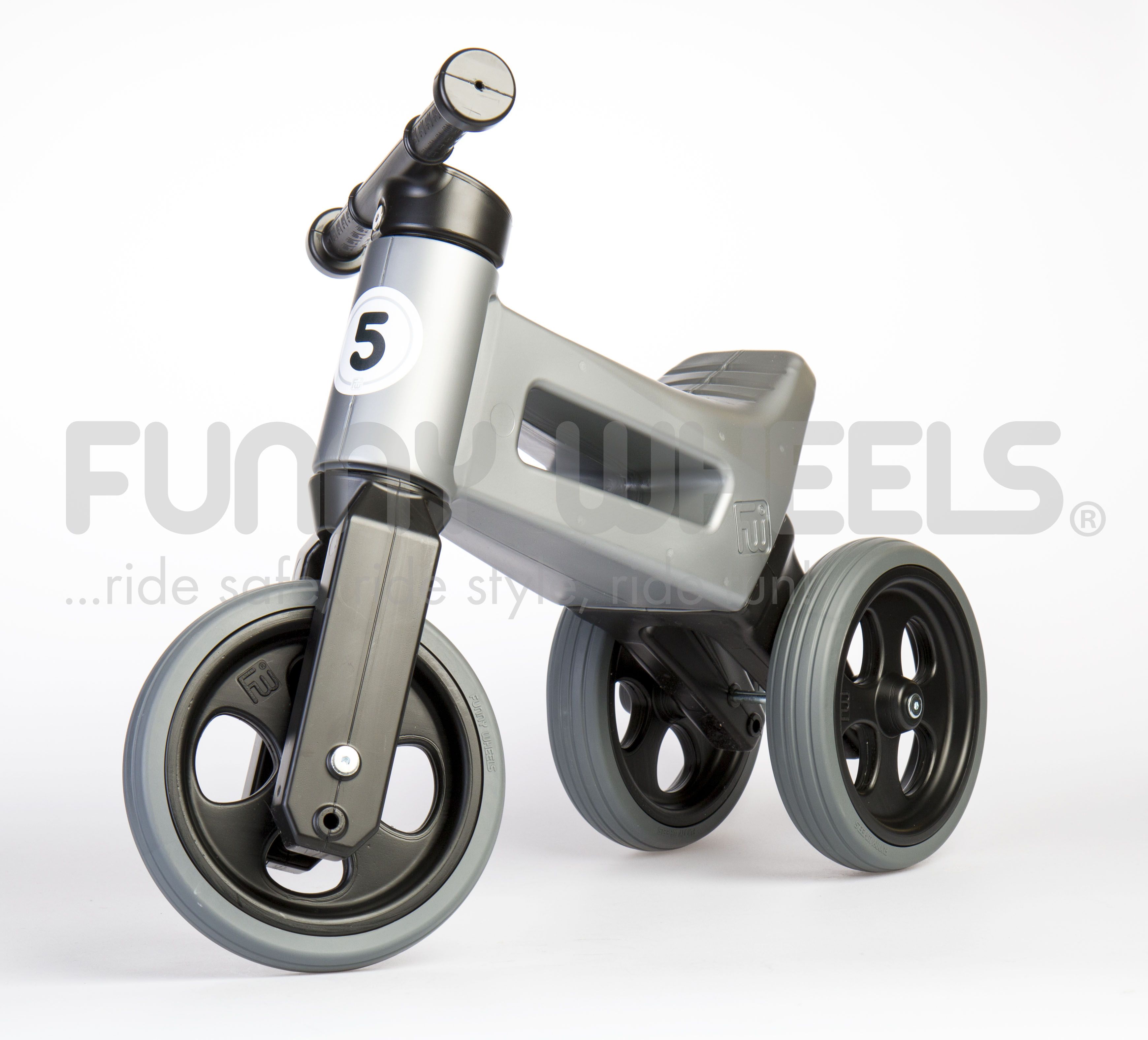 Odrážedlo FUNNY WHEELS Rider Sport 2v1 šedé s tichými koly