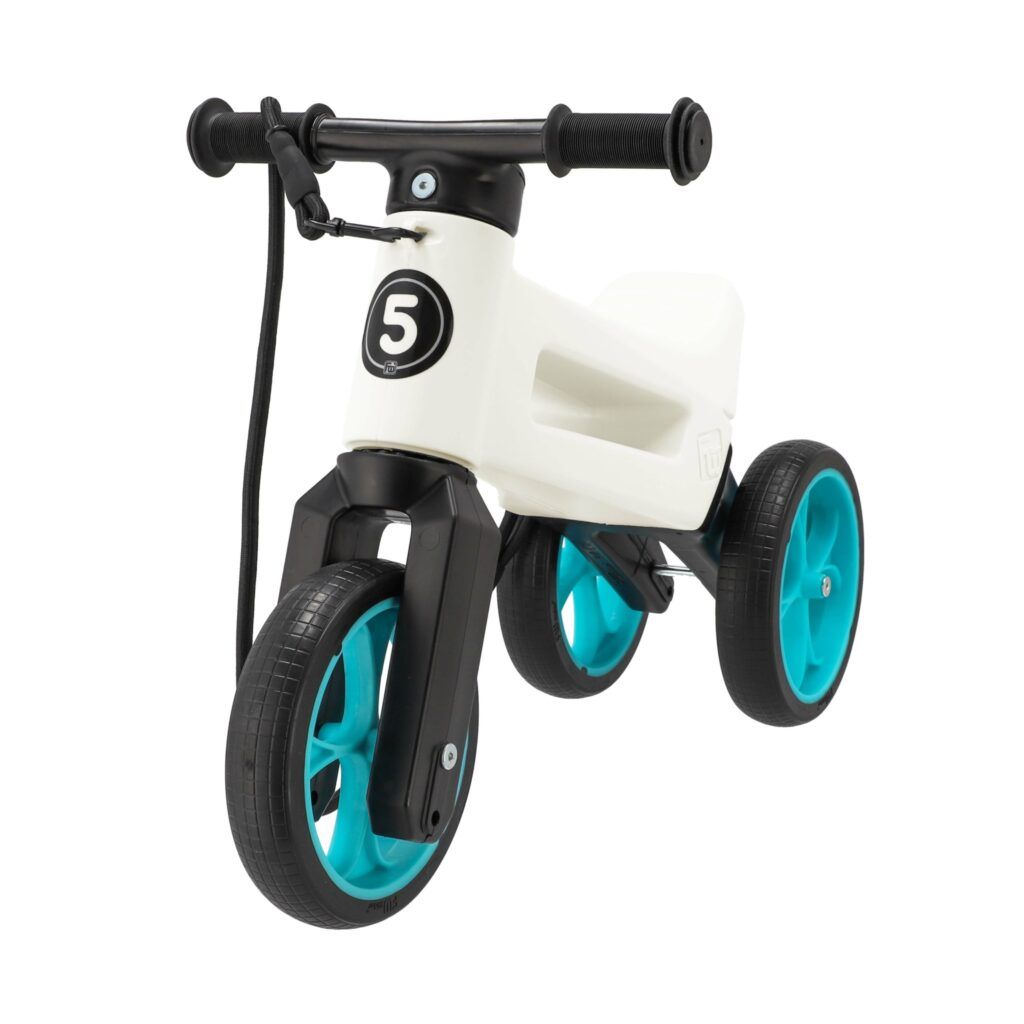 Odrážedlo FUNNY WHEELS Rider SuperSport 2v1 bílé s popruhem a tichými koly